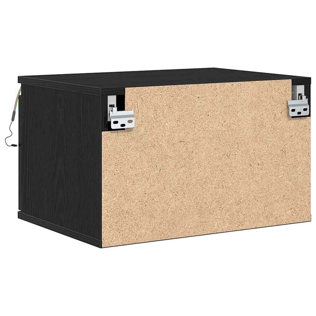 Wall-mounted Bedside Cabinet Black Oak 50 x 36 x 30 cm