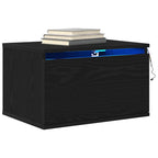 Wall-mounted Bedside Cabinet Black Oak 50 x 36 x 30 cm