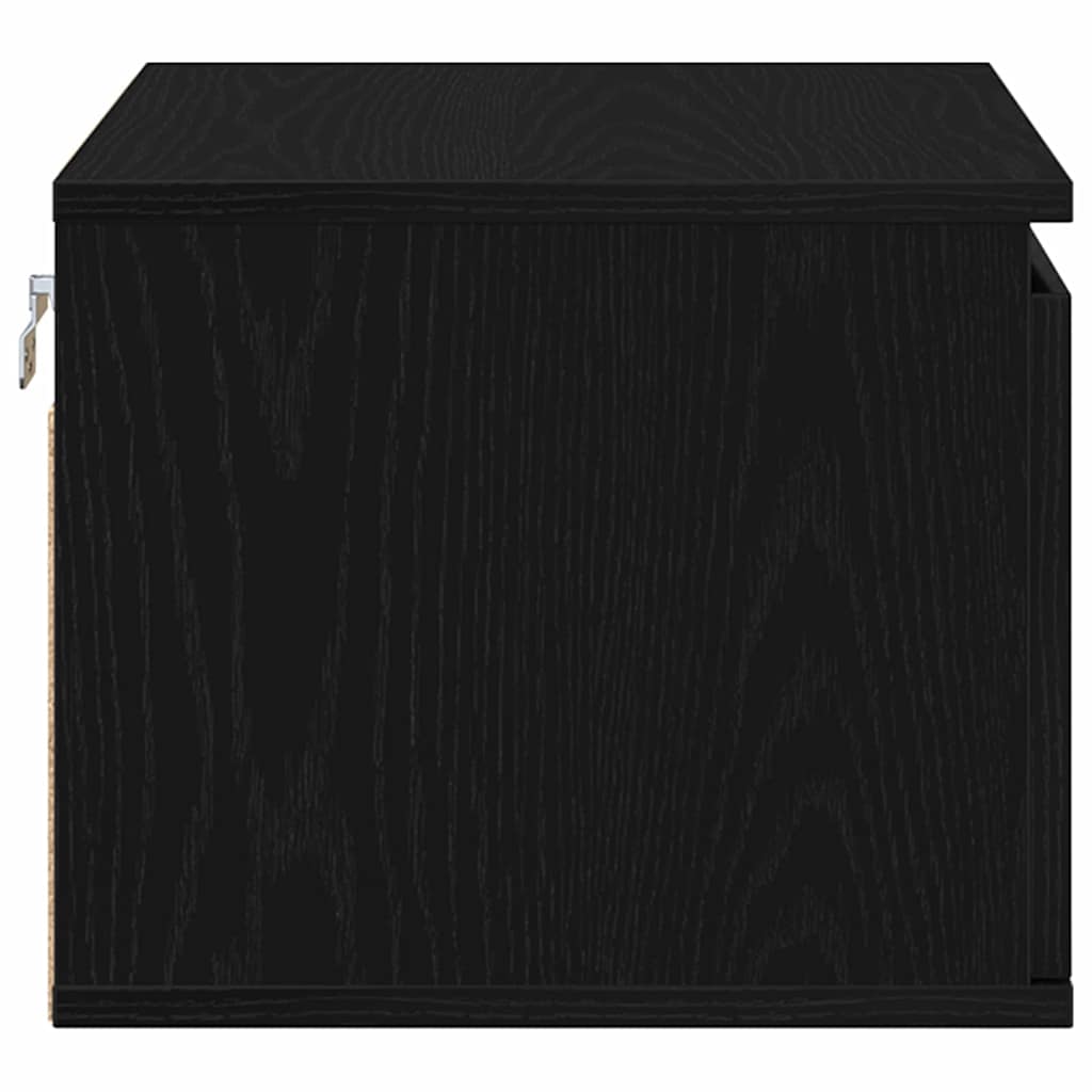 Wall-mounted Bedside Cabinet Black Oak 50 x 36 x 30 cm
