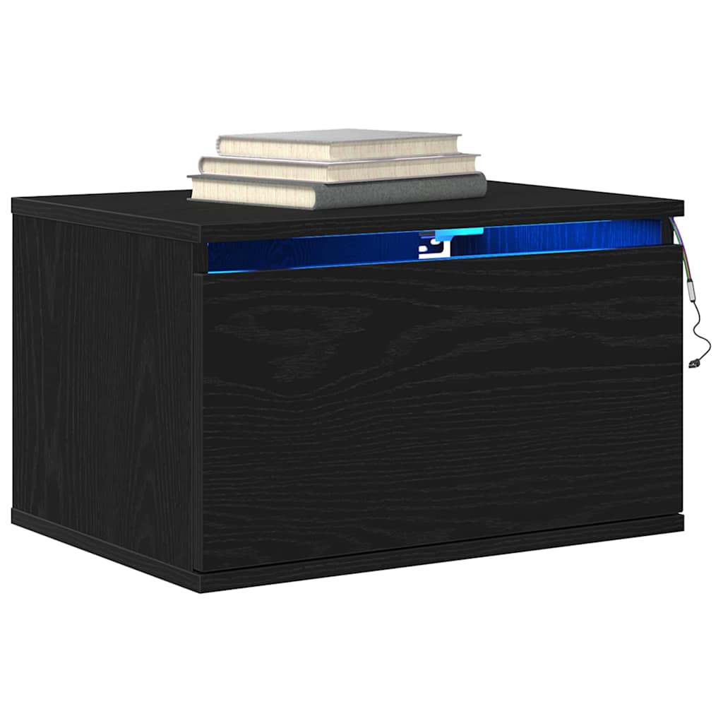 Wall-mounted Bedside Cabinet 2 pcs Black Oak 50 x 36 x 30 cm