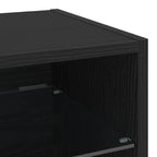 LED Wall Bedside Cabinet with Black Engineered Wood