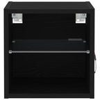 LED Wall Bedside Cabinet with Black Engineered Wood