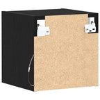 LED Wall Bedside Cabinet with Black Engineered Wood