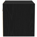 LED Wall Bedside Cabinet with Black Engineered Wood