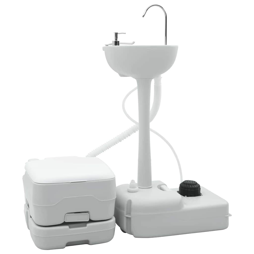 Camping Toilet Set 2 pcs Grey and White