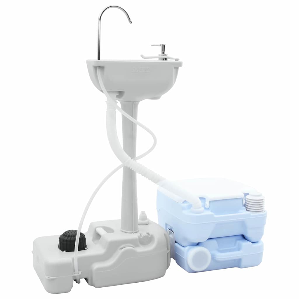 Camping Toilet Set 2 pcs Blue and White