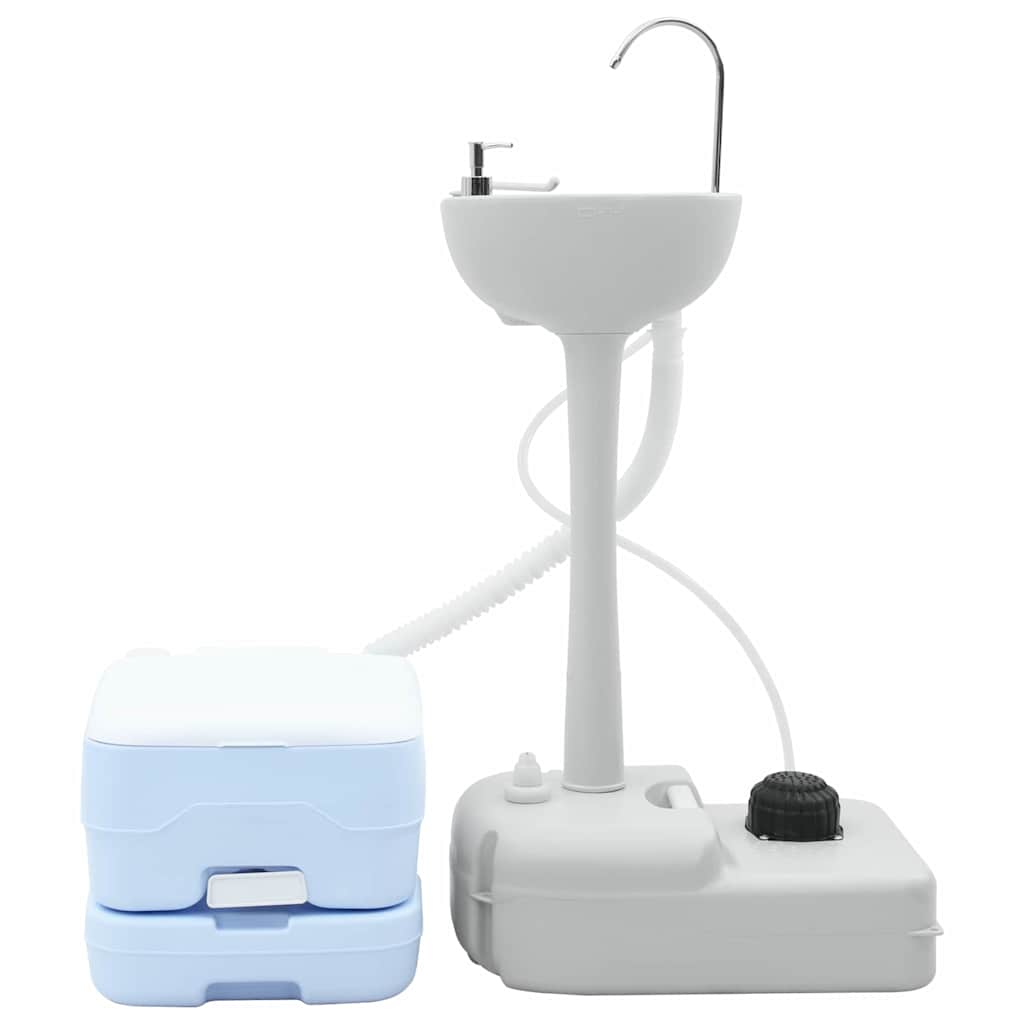 Camping Toilet Set 2 pcs Blue and White