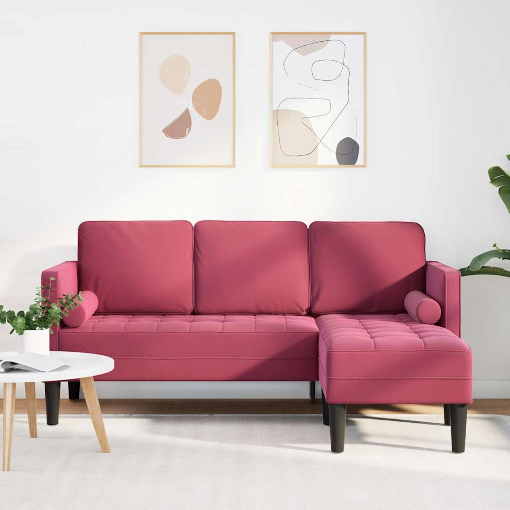 Sofa Set Wine red 173 x 131 x 67 cm Velvet