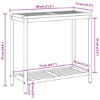 Outdoor Table with Storage Natural and Black 80 x 35 x 75 cm