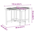 Garden Table Folding Brown 110 x 60 x 72 cm Solid Acacia Wood