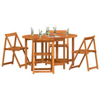 Garden Table Folding 5 pcs Brown Solid Acacia Wood