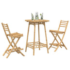 3 Piece Outdoor Bar Set Foldable Bamboo