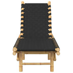 Sun Lounger with Black Woven Webbing 55x200x30 cm Bamboo