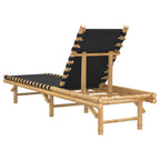 Sun Lounger with Black Woven Webbing 55x200x30 cm Bamboo