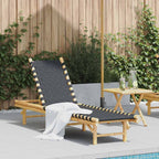 Sun Lounger with Black Woven Webbing 55x200x30 cm Bamboo