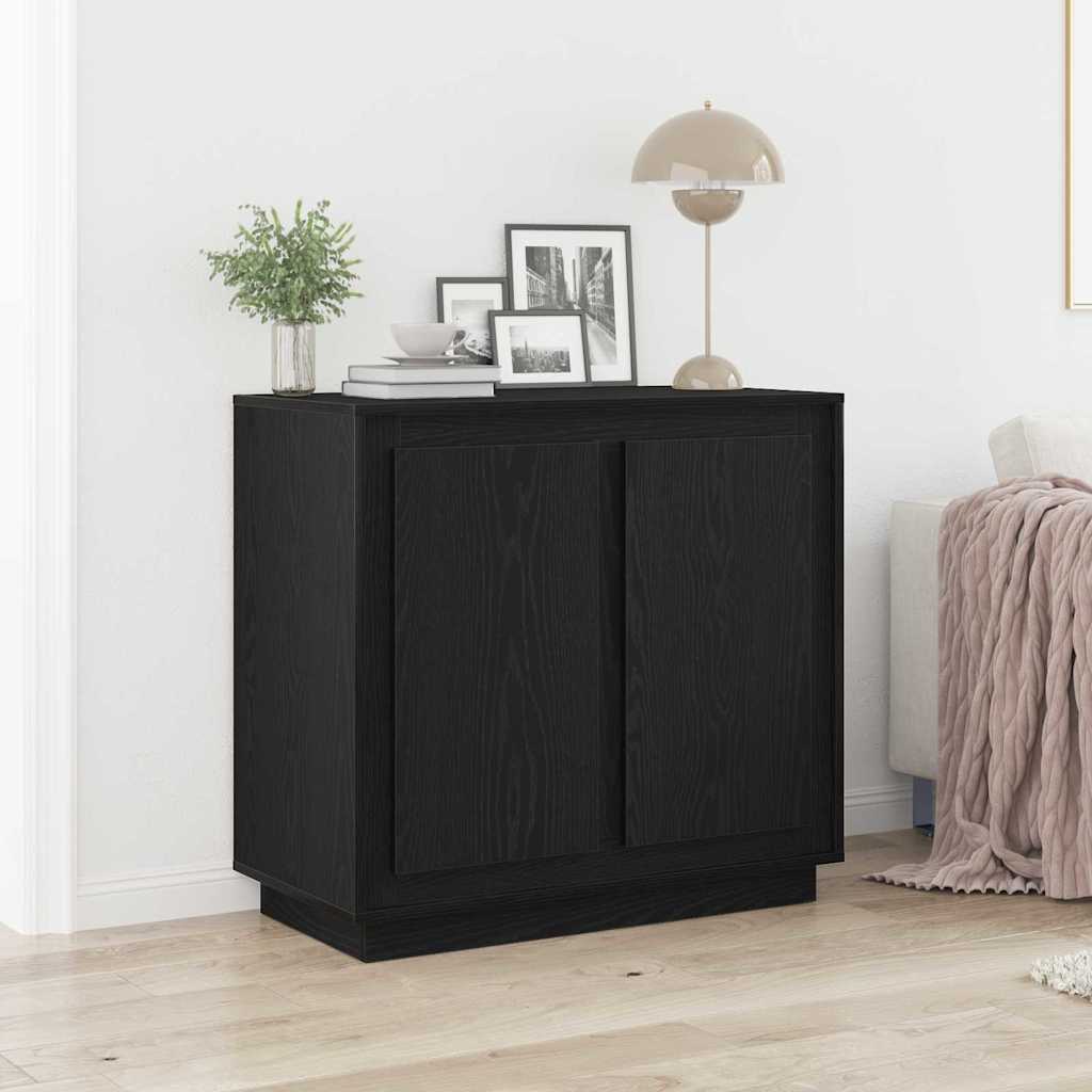 Sideboard Black Oak 80 x 40 x 75 cm Engineered Wood