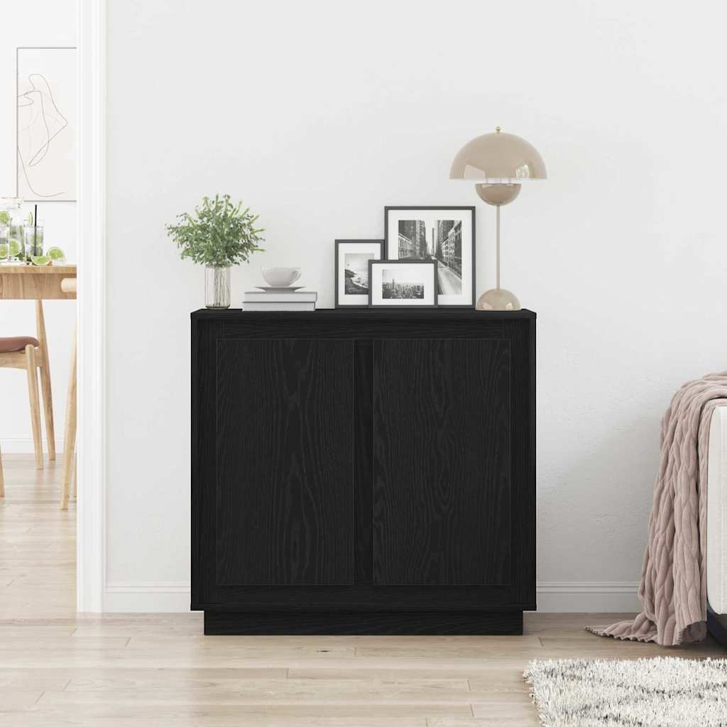 Sideboard Black Oak 80 x 40 x 75 cm Engineered Wood