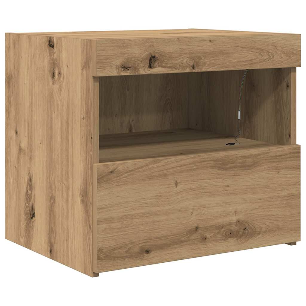 Bedside Cabinet with Drawer 2 pcs Artisan Oak 50 x 40 x 45 cm