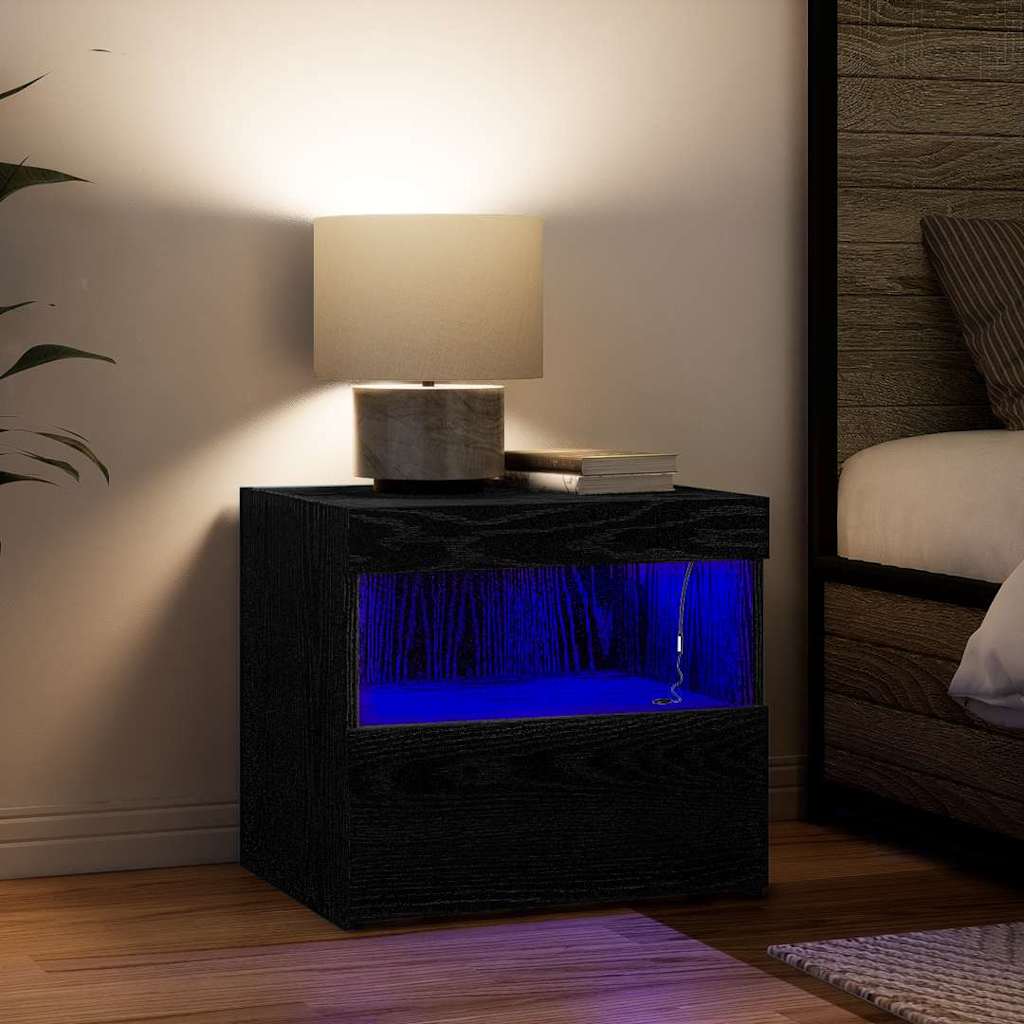 Bedside Cabinet 2 pcs Black Oak 50 x 40 x 45 cm Engineered Wood