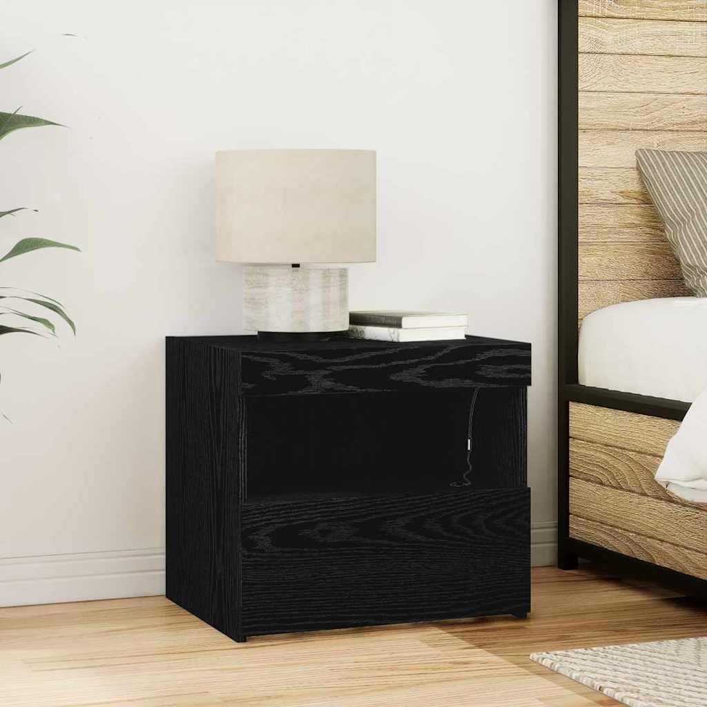 Bedside Cabinet 2 pcs Black Oak 50 x 40 x 45 cm Engineered Wood