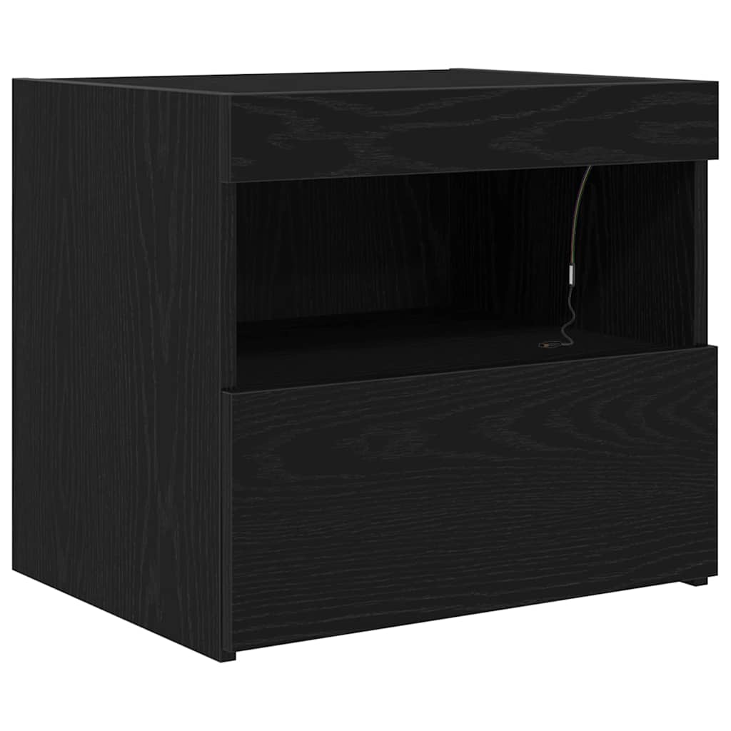 Bedside Cabinet 2 pcs Black Oak 50 x 40 x 45 cm Engineered Wood