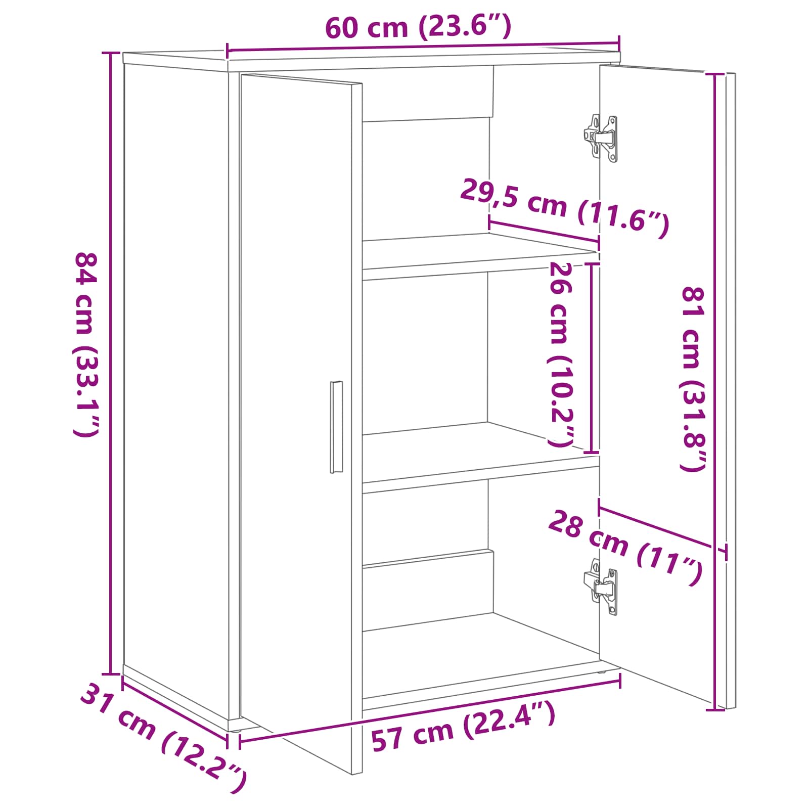 Sideboard Old Wood 60 x 31 x 84 cm Engineered Wood