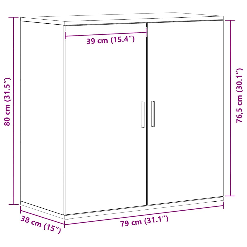 Sideboard Black Oak 79 x 38 x 80 cm Engineered Wood
