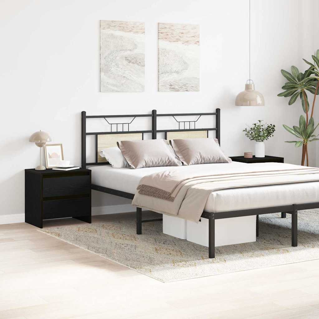 Bedside Cabinet with Drawer 2 pcs Black Oak 45 x 34 x 44.5 cm