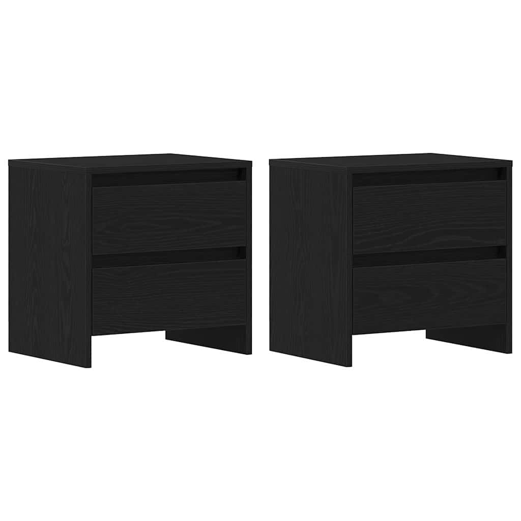 Bedside Cabinet with Drawer 2 pcs Black Oak 45 x 34 x 44.5 cm