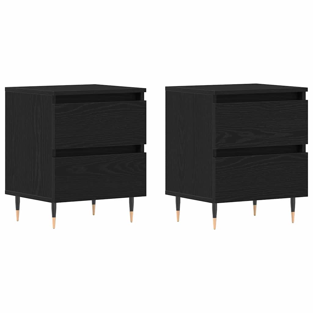 Bedside Cabinet 2 pcs Black Oak 40 x 35 x 50 cm Engineered Wood