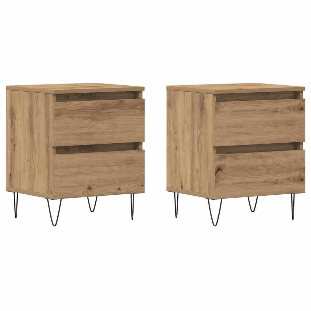 Bedside Cabinet with Drawer 2 pcs Artisan oak 40 x 35 x 50 cm