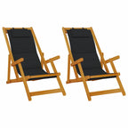 Beach Chair with Cushion 2 pcs Brown x x Solid Acacia wood