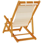 Beach Chair with Cushion 2 pcs Brown x x Solid Acacia wood