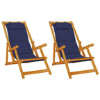 Beach Chair with Cushion 2 pcs Brown x x Solid Acacia wood
