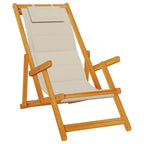 Beach Chair with Cushion 2 pcs Brown x x Solid Acacia wood
