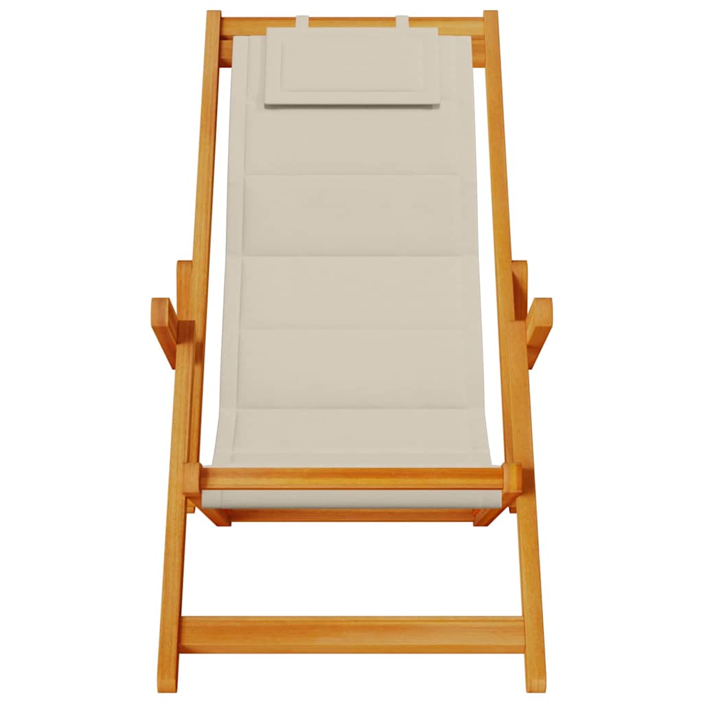 Beach Chair with Cushion 2 pcs Brown x x Solid Acacia wood