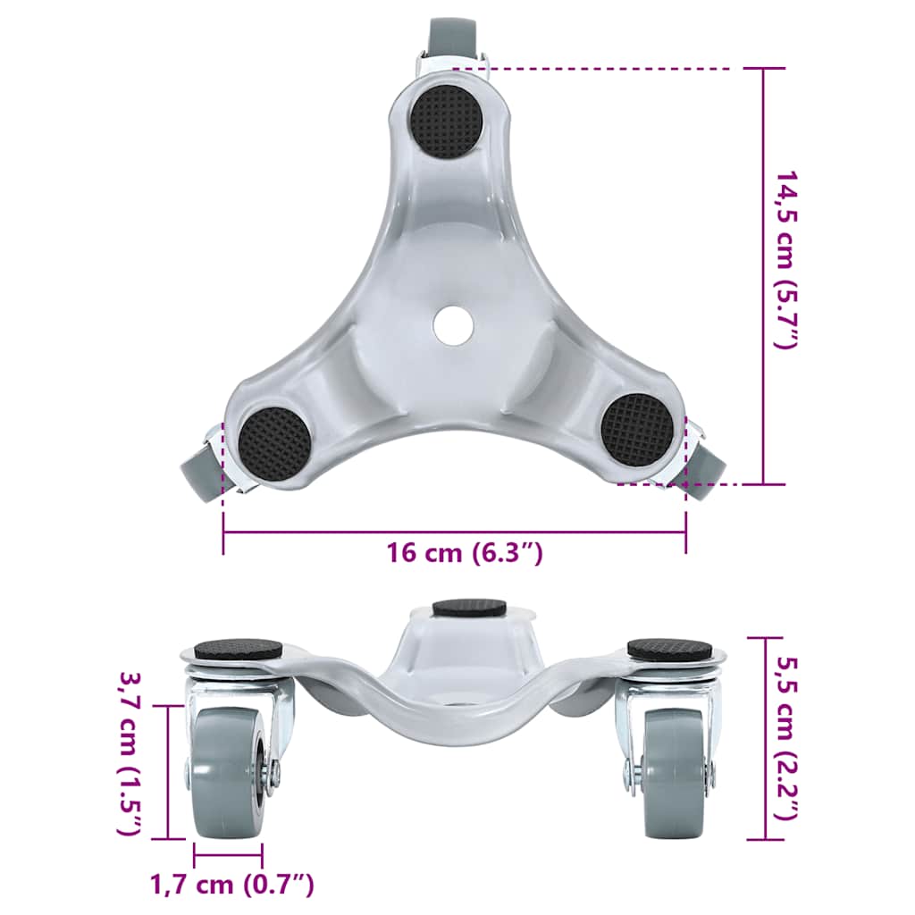 Furniture Rollers 4 pcs 16x14.5x5.5 cm Steel 180 kg