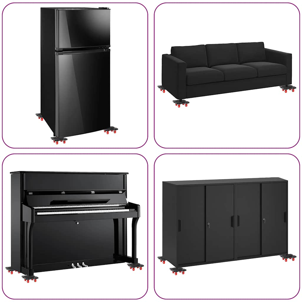 Furniture Rollers 4 pcs with Lifter Black 13.5x13.5x4,2 cm 300 kg