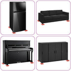 Furniture Rollers 8 pcs with Lifters Red 9,8x7.5x3 cm 150 kg