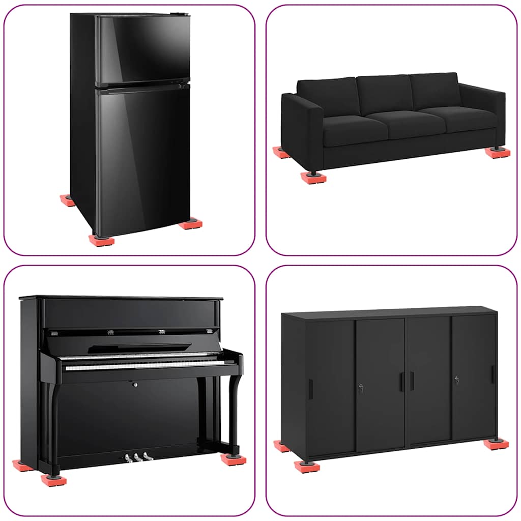 Furniture Rollers 8 pcs with Lifters Red 9,8x7.5x3 cm 150 kg