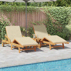 Sun Lounger 2 pcs Beige 200 x 67 x 84 cm Solid Acacia Wood