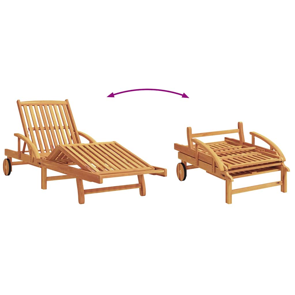 Sun Lounger 2 pcs Beige 200 x 67 x 84 cm Solid Acacia Wood