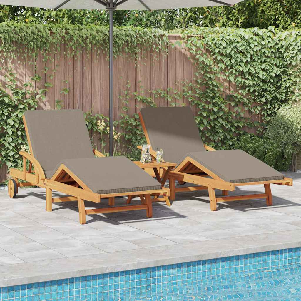 Sun Lounger 2 pcs Taupe 200 x 67 x 84cm Solid Acacia wood