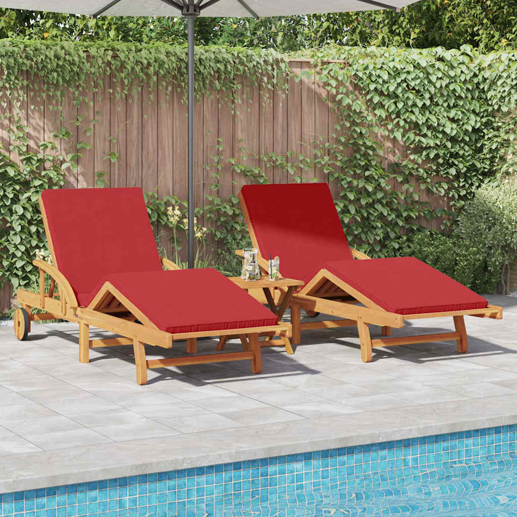 Sun Lounger 2 pcs Red 200 x 67 x 84cm Solid Acacia wood