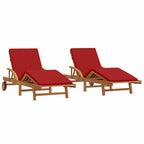 Sun Lounger 2 pcs Red 200 x 67 x 84cm Solid Acacia wood