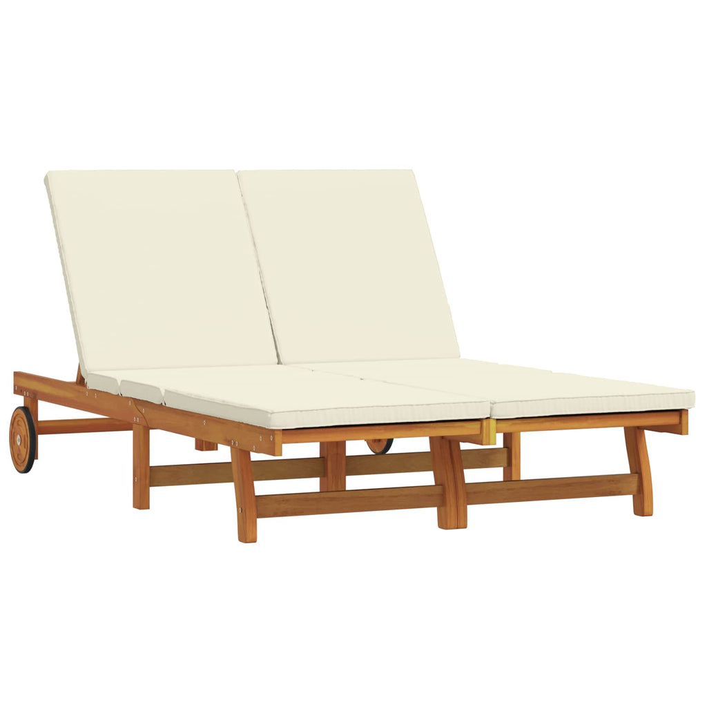 Sun Lounger Reclining Brown 125 x 200 x 84 cm Solid Acacia Wood