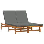 Sun Lounger Reclining Brown 125 x 200 x 84 cm Solid Acacia Wood
