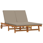 Sun Lounger Reclining Brown 125 x 200 x 84 cm Solid Acacia Wood