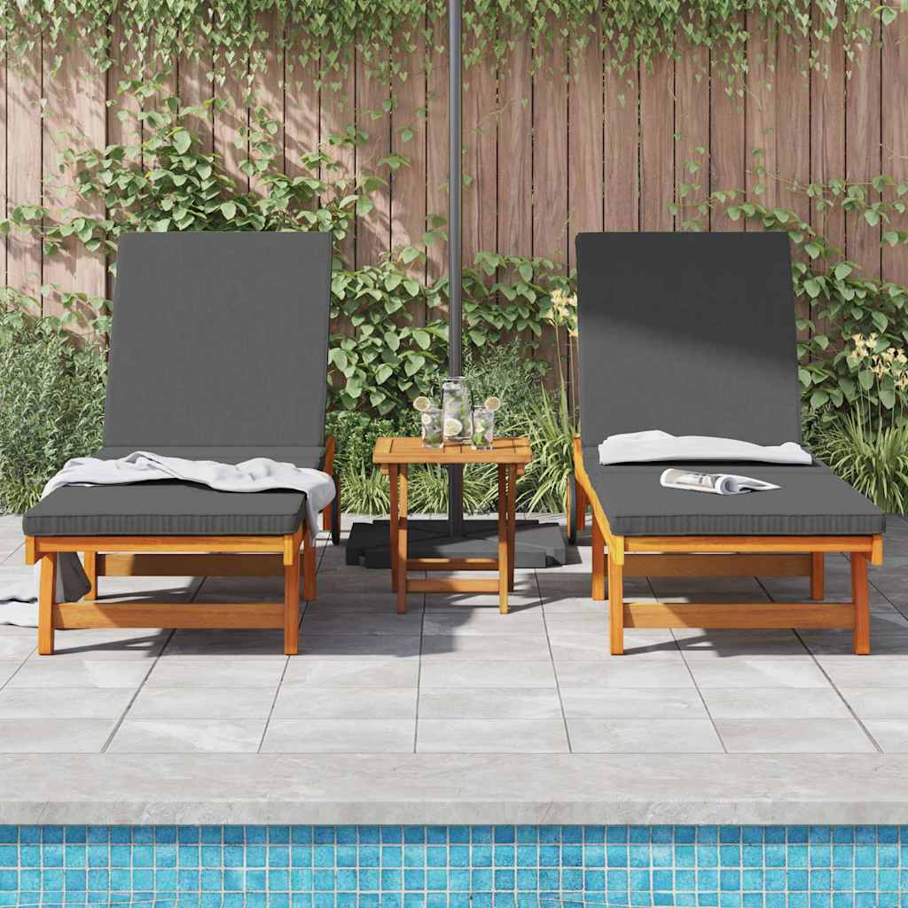 Sun Lounger Reclining 2-person 2 pcs Brown Solid Acacia Wood
