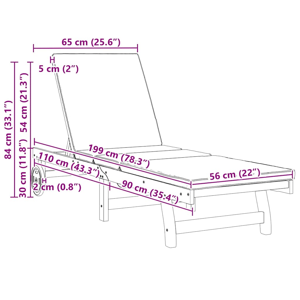 Sun Lounger Reclining 2-person 2 pcs Brown Solid Acacia Wood